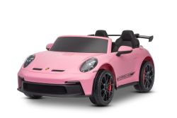 Elektrische kinderauto Porsche 911 GT3  24V met 4x4-aandrijving, roze, tweezits, 2,4 GHz afstandsbediening, USB/AUX-ingang, 200W motoren, vering, lithiumbatterij, LED-verlichting voor en achter, ORIGINELE licentie