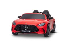 Elektrische kinderauto Mercedes GT63 AMG 24V met 4x4-aandrijving, rood, tweezitter, verstelbare bestuurdersstoel, zachte EVA-wielen, 2,4 GHz afstandsbediening, USB/Bluetooth, 200W-motoren, vering, lithiumbatterij, LED-verlichting, ORIGINELE licentie