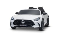 Elektrische kinderauto Mercedes GT63 AMG 24V met 4x4-aandrijving, wit, tweezitter, verstelbare bestuurdersstoel, zachte EVA-wielen, 2,4 GHz afstandsbediening, USB/Bluetooth, 200W-motoren, vering, lithiumbatterij, LED-verlichting, ORIGINELE licentie