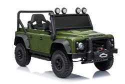 Elektrische speelauto Land Rover Defender 110 SVX 12V, groente , 4X4-aandrijving, LED-verlichting, voor- en achterwielophanging, 2,4 GHz afstandsbediening, USB/AUX-aansluiting, Bluetooth, lithiumbatterij, 4 x 25W motor, ORIGINELE licentie