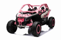 Elektrische kinderauto Can-am Maverick 24V, Roze, tweezitter, achtervering, 2,4 Ghz afstandsbediening, Draagbare lithiumaccu, 4 x 200W motoren, EVA-wielen, verstelbare bestuurdersstoel, MP3-speler met USB/SD-ingang, Licentie