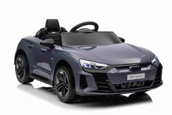 Elektrische speelgoedauto Audi RS E-tron GT 12V, grijs, brede enkele stoel, 2,4 GHz afstandsbediening, USB / AUX-ingang, Bluetooth, vering, lithiumbatterij, LED-verlichting, 2 x 25W motor, ORIGINELE licentie
