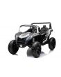 Elektrische loopauto UTV XXL 24V, wit, tweezits in leer, remschijven, krachtige motor met differentieel, led-verlichting, opblaasbare rubberen wielen met achtervering, mp3-speler met USB en bluetooth, verstelbaar stuur
