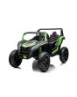 Elektrische loopauto UTV XXL 24V, groen, tweezits in leer, remschijven, krachtige motor met differentieel, led-verlichting, opblaasbare rubberen wielen met achtervering, mp3-speler met USB en bluetooth, verstelbaar stuur
