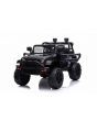 OFFROAD elektrische kinderauto met achterwielaandrijving, zwart, 12V accu, hoog chassis, brede zitting, geveerde assen, 2,4 GHz afstandsbediening, mp3-speler met USB, led-verlichting