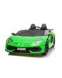Elektrische rit op auto Lamborghini Aventador 24V voor twee gebruikers, groene lak, MP4-speler, kunstleren stoelen, verticaal openende deuren, 2 x 45W motor, 24V batterij, 2,4 Ghz RC, zachte EVA-wielen, vering, zachte start, originele licentie