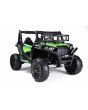 UTV 24V, groen, twee stoelen in kunstleer, 2,4 GHz afstandsbediening, 2 x 200 W-motoren, elektrische rem, led-verlichting, zachte EVA-wielen met vering, mp3-speler met USB / AUX