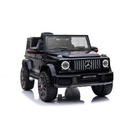 Kinderauto Mercedes G Nieuw, Zwart, Originele licentie, Batterij-aangedreven, Openende deuren, Enkele stoel, 2x motor, 12 V batterij, 2,4 Ghz afstandsbediening, Achtervering, Soepele start 