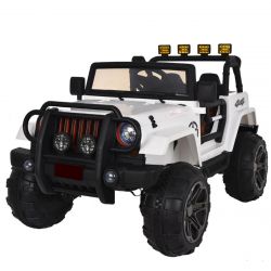 Elektrische Loopauto OFFROAD XXL 4x4, wit, 12V accu, Hoog onderstel, Dubbele kunstleren stoel, Eva wielen, Verende as, 2.4 GHz Afstandsbediening, MP3-speler met USB/SD ingang, LED verlichting