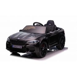 Elektrische rit op auto BMW M5, zwart, originele licentie, 24V batterij aangedreven, openslaande deuren,  2.4 Ghz afstandsbediening, zachte EVA wielen, LED-verlichting, zachte start, mp3-speler met USB-ingang