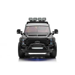 Electric Ride-On Toy Car Duty 24V zwart, tweezitter, 4X4-aandrijving met krachtige 24V-motoren en vering, dubbele EVA-wielen achter, Kunstleer zitting, 2,4 GHz afstandsbediening, led-lichthelling, mp3-speler met USB-ingang, ORIGINELE licentie
