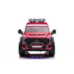 Electric Ride-On Toy Car Duty 24V rood, tweezitter, 4X4-aandrijving met krachtige 24V-motoren en vering, dubbele EVA-wielen achter, Kunstleer zitting, 2,4 GHz afstandsbediening, led-lichthelling, mp3-speler met USB-ingang, ORIGINELE licentie