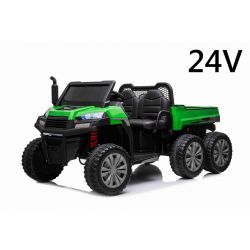 Boerderij elektrische auto RIDER 6X6 24V met 4-wielaandrijving 4 X 100W, 24V/7Ah batterij, EVA wielen, ophangassen, 2,4 GHz afstandsbediening, tweezitter, MP3 speler met USB / SD ingang, Bluetooth