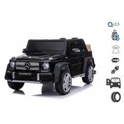 Elektrische kinderaut Mercedes G650 MAYBACH, Zwart, Origineel kenteken, 12V batterijvoeding, Openende deuren, 2 x 25W motor, 2,4 Ghz afstandsbediening, Zachte EVA-wielen, Vering, Zachte start, MP3-speler met USB / SD-ingang
