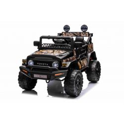 Elektrische loopauto TOYOTA FJ CRUISER met achterwielaandrijving, Zwart, 12V accu, Hoog chassis, Brede zit, Achterasvering, LED-verlichting, 2,4 GHz afstandsbediening, MP3-speler met USB/AUX-ingang, Licentie