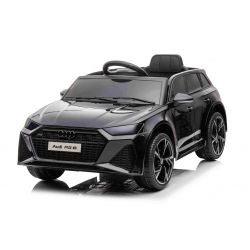 Elektrische loopauto Audi RS6, Zwart, Lederen zitting, Openslaande deuren, 2x 25W Motor, 12 V Accu, 2.4 Ghz afstandsbediening, Zachte EVA wielen, LED verlichting, Soft start, Schokbrekers, ORIGINEEL Licentie