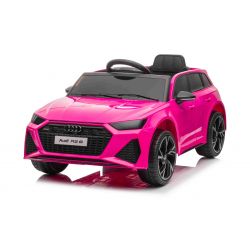 Elektrische loopauto Audi RS6, Roze, Lederen zitting, Openslaande deuren, 2x 25W Motor, 12 V Accu, 2.4 Ghz afstandsbediening, Zachte EVA wielen, LED verlichting, Soft start, Schokbrekers, ORIGINEEL Licentie