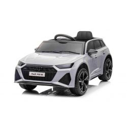 Elektrische loopauto Audi RS6, Grijs, Lederen zitting, Openslaande deuren, 2x 25W Motor, 12 V Accu, 2,4 Ghz afstandsbediening, Zachte EVA wielen, LED verlichting, Soft start, Schokbrekers, ORIGINEEL Licentie