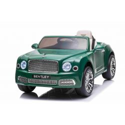 Elektrische loopauto Bentley Mulsanne 12V, groen, Kunstleer stoel, 2.4 GHz afstandsbediening, Eva wielen, USB/Aux ingang, Vering, 12V/7Ah accu, LED Verlichting, Zachte EVA wielen, 2 X 35W motor, ORIGINEEL kenteken