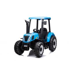 Elektrische zittractor NEW HOLLAND-T7 12V, Blauw, Eenzitter, Kunstlederen zitting, MP3-speler met USB-ingang, Achteraandrijving, 2x 35W Motor, EVA wielen, 2.4 GHz Afstandsbediening, Originele licentie