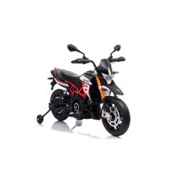 Kindermotors APRILIA DORSODURO 900, Licensed, 12V batterij, EVA zachte wielen, 2 x 18W motoren, Ophanging, Metalen frame, Metalen vork, Hulpwielen, Rood