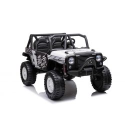 Elektrische auto Raptor XXL 24V, wit, 4 x 50 W Motoren, EVA-wielen, Elektrische rem, Dubbele kunstleren stoelen, Verende assen, MP3-speler, USB, AUX-ingang, LED-verlichting