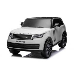 Elektrische loopauto Range Rover model 2023, tweezitter, wit, kunstlederen stoelen, radio met USB-ingang, achterwielaandrijving met vering, 12V7AH-batterij, EVA-wielen, sleutelstarter, 2,4 GHz afstandsbediening, licentie