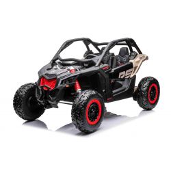 Elektrische loopauto Can-am Maverick, zwart, tweezitter, voor- en achtervering, 2,4 Ghz afstandsbediening, draagbare batterij, 4 x 35W motoren, EVA-wielen, verstelbare bestuurdersstoel, MP3-speler met USB/SD-ingang, Licentie