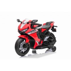 Elektrische motor HONDA CBR 1000RR, gelicentieerd, 12V-batterij, kunstleren zadel, kunststof wielen, 30W-motor, led-verlichting, massief frame, hulpwielen, rood