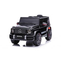 Elektrische loopauto Mercedes G met hoge deuren, zwart, EVA wielen, Eenzitter, 12V accu, 2.4 GHz Afstandsbediening, 2 X Motor, Achtervering, USB/AUX ingang, ORIGINEEL kenteken