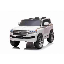Electric Ride on Car Toyota Landcruiser 12V, WIT, Kunstleer stoel, 12V/7AH Accu, Openende deuren, 2 x 35W Motor, 2.4 Ghz afstandsbediening, Zachte EVA wielen, Vering, Soft start, MP3 Speler met USB/AUX ingang, Gelicentieerd