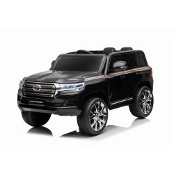 Electric Ride on Car Toyota Landcruiser 12V, ZWART, Kunstleer stoel, 12V/7AH Accu, Openende deuren, 2 x 35W Motor, 2.4 Ghz afstandsbediening, Zachte EVA wielen, Vering, Soft start, MP3 Speler met USB/AUX ingang, Licentie