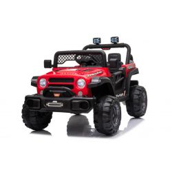 All Ride elektrische auto met achterwielaandrijving, rood, 12V accu, Hoog onderstel, brede stoel, Vering op achteras, 2,4 GHz Afstandsbediening, MP3-speler met USB, LED verlichting