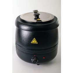 Soepketel, zwart gepoedercoate buitenkant, 35°C - 80°C, 6 thermostaatstanden, 400 Watt, 10L