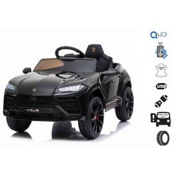 Elektrische kinderauto Lamborghini URUS kinderen elektrische auto, Zwart, Originele licentie, Batterij aangedreven, Verticaal openende deuren, 2x motor, 12 V batterij, 2,4 Ghz afstandsbediening, Zachte EVA wielen, Vering, soft start