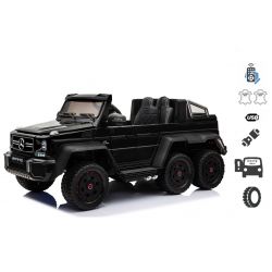 Kinderaccu-auto Mercedes-Benz G63 6X6, MP3-speler, 2,4 GHz, 12V14AH, verwijderbare accubak, 4 X MOTOR, afstandsbediening, lederen stoel, EVA-wielen, FM-radio, servomotor, twee pedalen, Zwart, Eenzitter