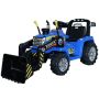 Elektrische Tractor MASTERS met pollepel, blauw, Achterwielaandrijving, 12V accu, 2 x 25W motoren, Front pollepel, brede kunststof zitting, 2,4 GHz afstandsbediening, MP3-speler met AUX-ingang, LED-verlichting