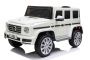 Elektrische Kinderauto Mercedes G500 12V, wit, 2.4 GHz afstandsbediening, USB / SD-ingang, achtervering, lithiumbatterij, LED-verlichting, ORIGINELE licentie.