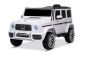 Elektrische Mercedes G-speelauto, nieuw, witte , originele licentie, batterij-aangedreven, openslaande deuren, enkele stoel, 2 motoren, lithiumbatterij, 2,4 GHz afstandsbediening, achtervering, zachte start