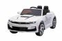 Elektrische kinderauto Chevrolet Camaro, Wit, Origineel gekeurd, 12V Batterij Aangedreven, Opengaande Deuren, Kunstleer stoel, 2x 35W Motor, LED Verlichting, 2.4 Ghz afstandsbediening, Zachte EVA wielen, Soepele start