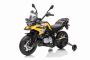 Elektrische motor BMW F850 GS, gelicentieerd, 12V-batterij, EVA-zachte wielen, 2 x 35W-motoren, LED-verlichting, hulpwielen, MP3-speler met USB / Aux-ingang, geel