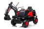 Elektrische kinderauto Volvo Excavator Graafmachine 12V met graaflepel voor, Enkele stoel, rood, zacht kunstlederen stoel, MP3-speler met USB/TF/AUX ingang, Achteraandrijving, 2 x 35W Motor, EVA wielen, 12V/14Ah accu, Licentie