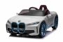 Elektrische kinderauto BMW i4, wit, 2,4 GHz afstandsbediening, USB/AUX/Bluetooth, achterwielophanging, 12V accu, LED verlichting, 2 X 25W motor, ORIGINEEL kenteken