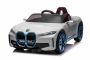 Elektrische loopauto BMW i4, wit, 2,4 GHz afstandsbediening, USB/AUX/Bluetooth, achterwielophanging, 12V accu, LED verlichting, 2 X 25W motor, ORIGINEEL kenteken