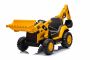 Gelicentieerde Caterpillar elektrische graafmachine met hellings- en graafbak, enkelzitser, geel, USB-aansluiting voor MP3-speler, achterwielaandrijving met 2 x 30W motoren en lithiumbatterij