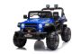 All Ride elektrische auto met achterwielaandrijving, blauw, 12V accu, Hoog onderstel, brede stoel, Vering op achteras, 2,4 GHz Afstandsbediening, MP3-speler met USB, LED verlichting