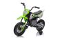 Elektrische motorfiets voor kinderen MOTOCROSS, groen, 12V batterij, zachte EVA-wielen, lederen stoel, 2 x 25W motor, vering, metalen frame, mp3-speler met Bluetooth, extra wielen