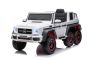 Elektrische kinderauto Mercedes-Benz G63 AMG 6X6, Enkele zitplaats, wit, 6 Wielen met onafhankelijke vering, Aandrijving 4 x 45W Motoren, 12V10AH Accu, Kunststof wielen en stoel, Afstandsbediening, Licentie