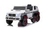 Elektrische loopauto Mercedes-Benz G63 AMG 6X6, Enkele zitplaats, wit, 6 Wielen met onafhankelijke vering, Aandrijving 2 x 45W Motoren, 12V10AH Accu, Kunststof wielen en stoel, Afstandsbediening, Licentie