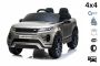 Elektrische speelgoed auto Range Rover EVOQUE, grijs gelakt, enkele kunstleer zitting, mp3-speler met USB-ingang, 4x4-aandrijving, 12V10Ah-accu, EVA-wielen, geveerde assen, sleutelstart, 2,4 GHz Bluetooth-afstandsbediening, licentie